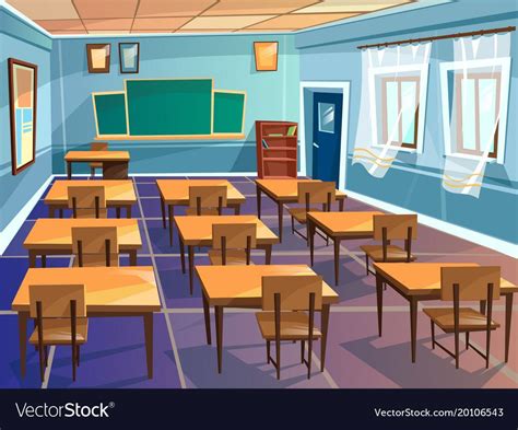 School classroom interior vector cartoon illustration. University ...