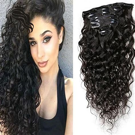 Deep Wave Curly Clip In Hair Extensions Human Hair Natural Remy Hair Extension Clip Ins Virgin ...