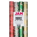 JAM Paper Holographic Christmas Gift Wrap Papers, Black & Gold & White, (4 Rolls) 25 Sq ft ...