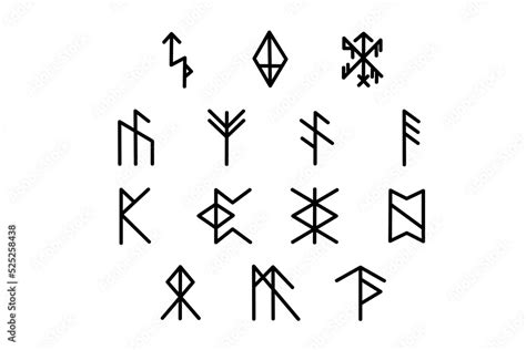 Set of Norse runes. Collection of Icelandic symbols. Viking alphabet ...