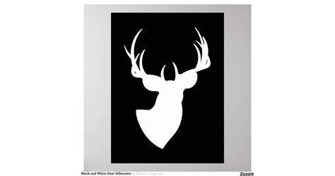 black_and_white_deer_silhouette_poster ...