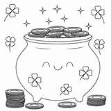 Premium Vector  Cute Rainbow And pot Of gold coloring Page sketch template