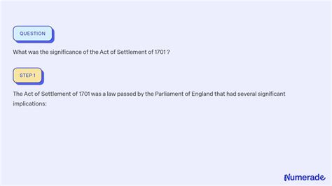 SOLVED:What was the significance of the Act of Settlement of 1701