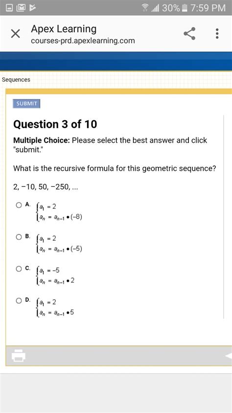 What is the recursive formula for this geometric sequence? - brainly.com