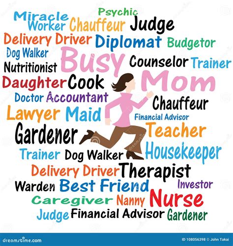 Busy Mom Word Cloud stock vector. Illustration of balance - 108056398