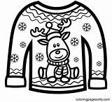 Reindeer Christmas Sweater Coloring Page  Free Printable Pages sketch template