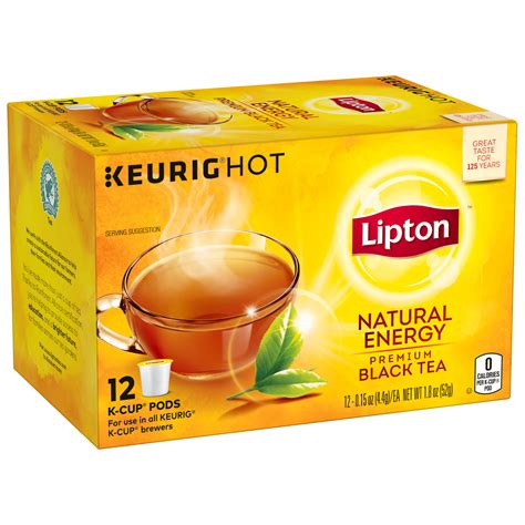 Lipton Natural Energy Premium Black Tea K-Cup Pods Made With Real Tea Leaves, 12 Ct - Walmart.com