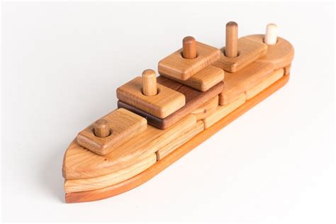 Wooden Toy Boat Organic Educational Wooden by asummerafternoon