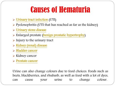 PPT - Hematuria (Blood in the urine): Symptoms, causes, diagnosis and treatment. PowerPoint ...