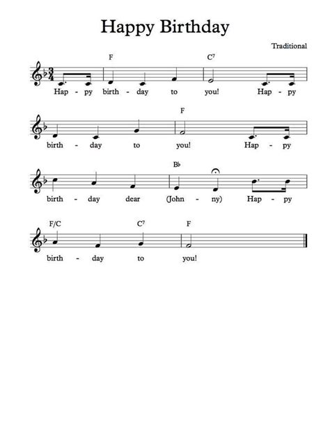 Free Lead Sheet – Happy Birthday To You | Clarinet sheet music, Trumpet ...