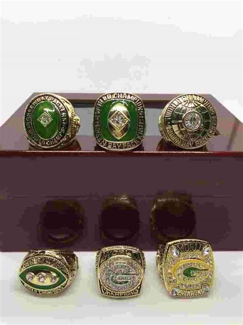 6 Green Bay Packers Super Bowl Rings Set - Cheap Super Bowl Rings on Sale