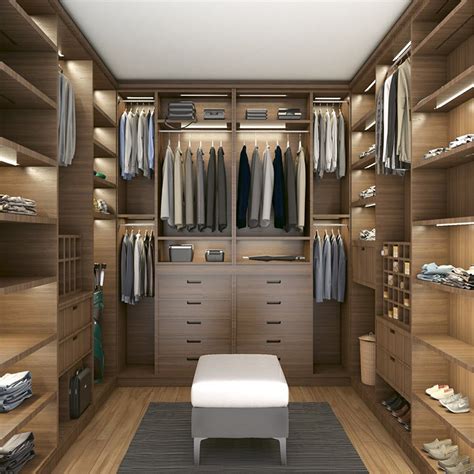 Luxury Bedroom LED Light Walk-in Wardrobe Closets Custom Modern Bed ...