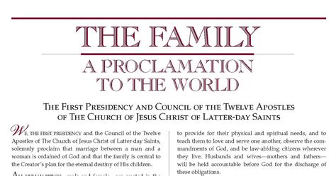 Printable Proclamation On The Family - Printable Word Searches