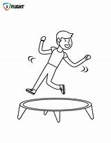 A Man Jumping On trampoline coloring Page sketch template