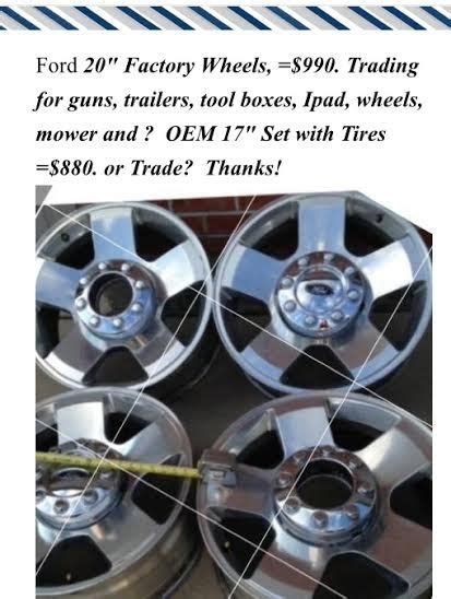 four silver wheels are shown with the words, ford factory wheels ...