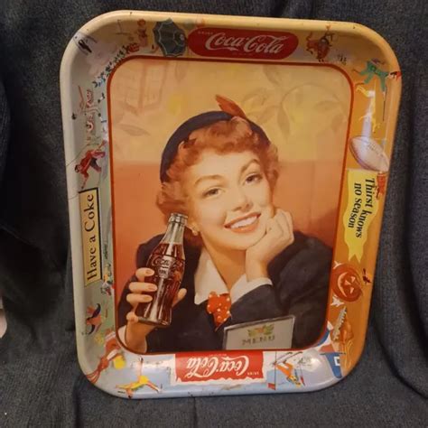 VINTAGE 1950'S COCA Cola Serving Tray Girl "Thirst Knows No Season" NR NICE $49.99 - PicClick