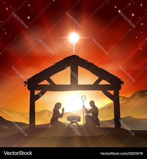 Nativity christian christmas scene Royalty Free Vector Image