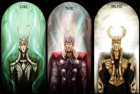 Loki, Thor and Balder by kaetiegaard on DeviantArt