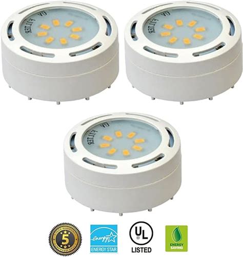 120V LED Puck Lights 3 Pack Kit Warm White Dimable (White, 3K) - - Amazon.com