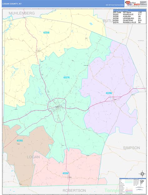 Logan County, KY Wall Map Color Cast Style by MarketMAPS - MapSales.com