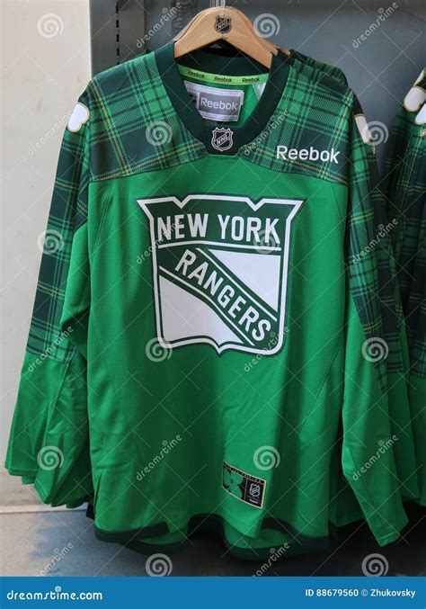 New York Rangers St. Patric`s Day Special Edition Jersey on Display at ...
