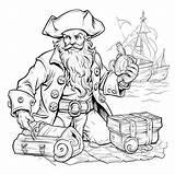 Premium Vector  Pirate With Barrel Of Rum Coloring Page For Kids sketch template