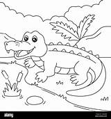 Crocodile Coloring Page For Kids Stock Vector Image & Art  Alamy sketch template