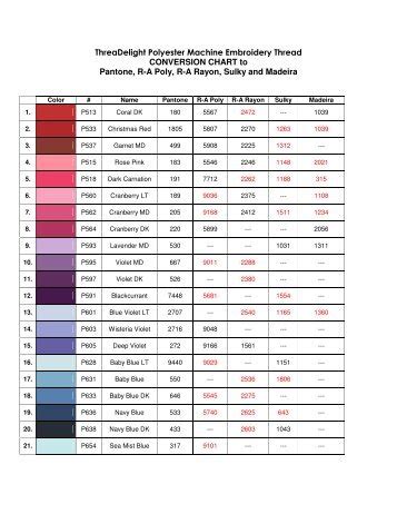 Madeira Polyneon Thread Color Chart : Madeira Thread Conversion Chart 967