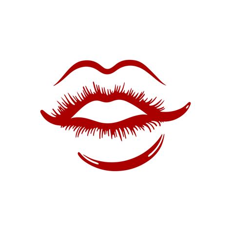 Beautiful red female lips. Sign of kiss, love, fashion, style. Design element for emblem, mascot ...