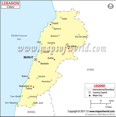 Cities in Lebanon, Lebanon Cities Map