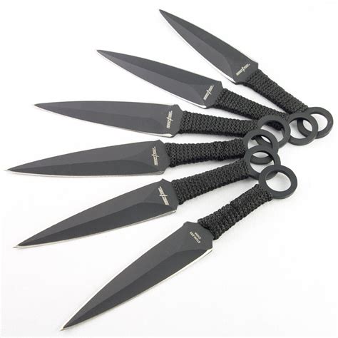 6 PC TACTICAL METAL THROWING KNIFE SET w/ SHEATH Combat Kunai Ninja ...