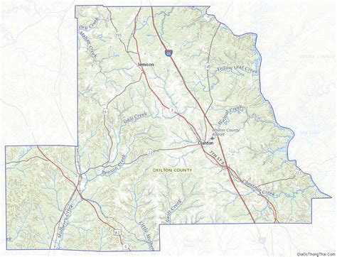 Map of Chilton County, Alabama