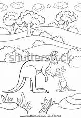 Coloring Pages Mother Kangaroo Her Little Stock Vector Royalty Free  sketch template