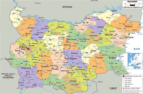 Large political and administrative map of Bulgaria with roads, cities and airports | Bulgaria ...