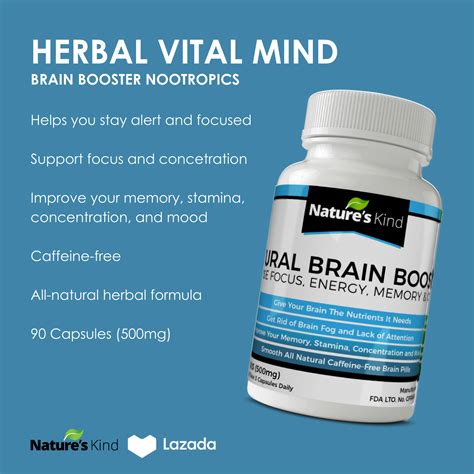 Herbal VitalMind Brain Booster Nootropics - Increase Focus, Energy ...