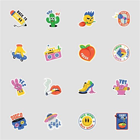 Set of Cute Typographic Words Flat Style Stickers 39214678 Vector Art ...