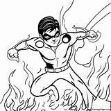 Nightwing With Flames Coloring Page  Pagescom sketch template