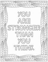 You Are Stronger Than Think Quote Coloring Page Stock Vector  sketch template