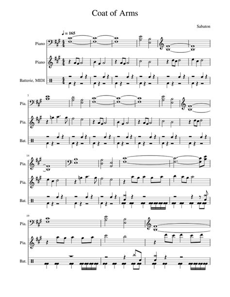 Coat of arms – Sabaton Sheet music for Piano, Drum group (Solo ...