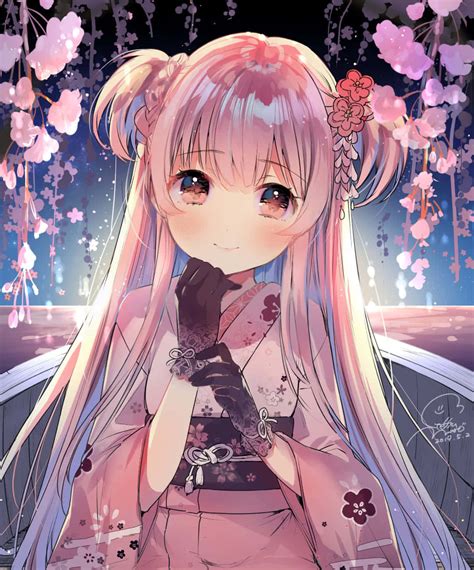 Download Anime Girl In Kimono Profile Picture | Wallpapers.com