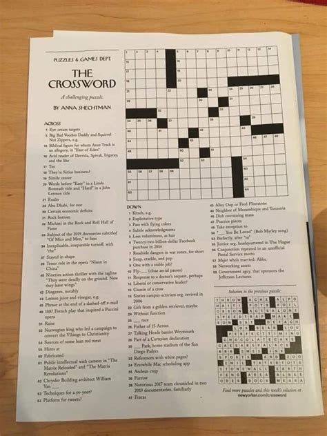 New Yorker Magazine Crossword in 2022 | Crossword, Crossword idea, Crossword puzzles