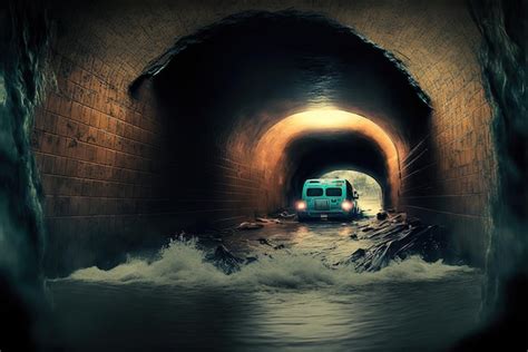 Premium Photo | Flood under tunnel