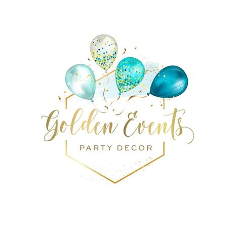 Golden Event Logo Design Premade Logo Teal and Blue Balloon - Etsy | Party logo, Balloon logo ...