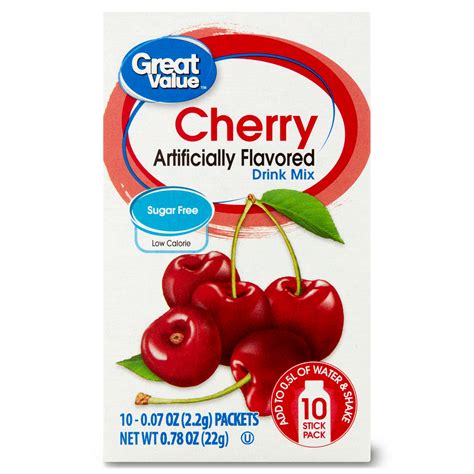 Buy Great Value Sugar-Free Cherry Drink Mix, 0.78 oz, 10 Count Online ...