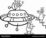 Aliens With ufo For coloring Book Royalty Free Vector Image sketch template
