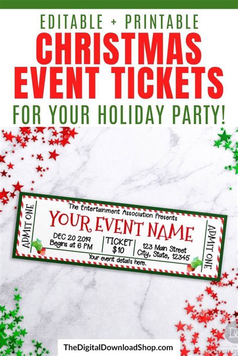 Christmas Event Ticket Template Editable Printable *EDIT ONLINE ...