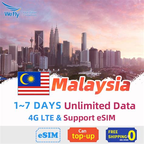 Malaysia SIM card Unlimited Data 4G High Speed 1-7 Days Prepaid SIM Card Support eSIM for ...