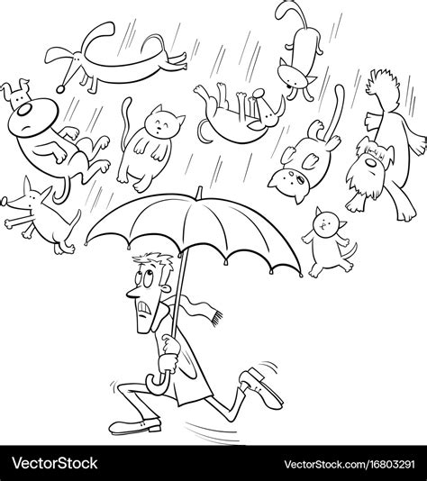 Raining cats and dogs cartoon Royalty Free Vector Image