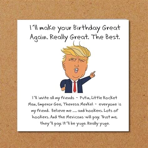 Donald Trump Birthday Card - Make America Great Again Theme - Funny, humorous and amusing ...