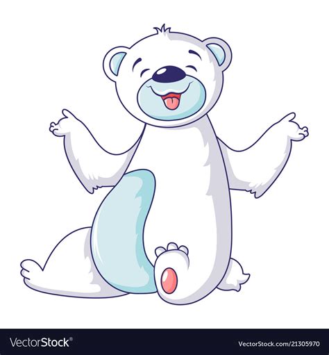 Polar bear smile icon cartoon style Royalty Free Vector